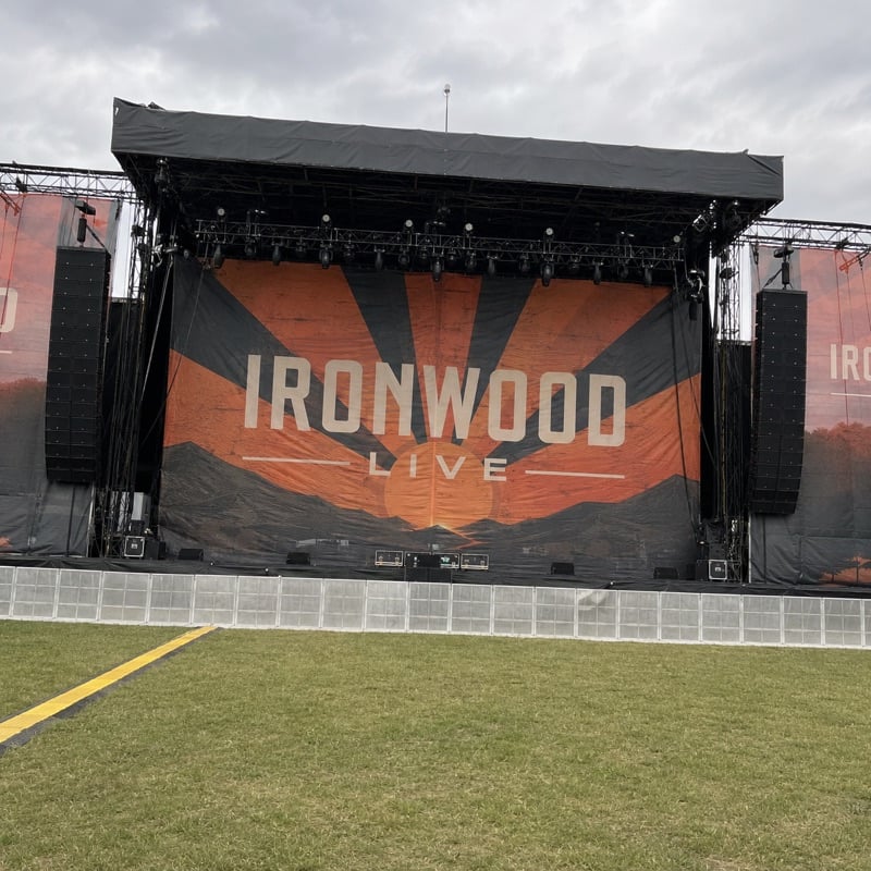 Branded stage scrims with logo