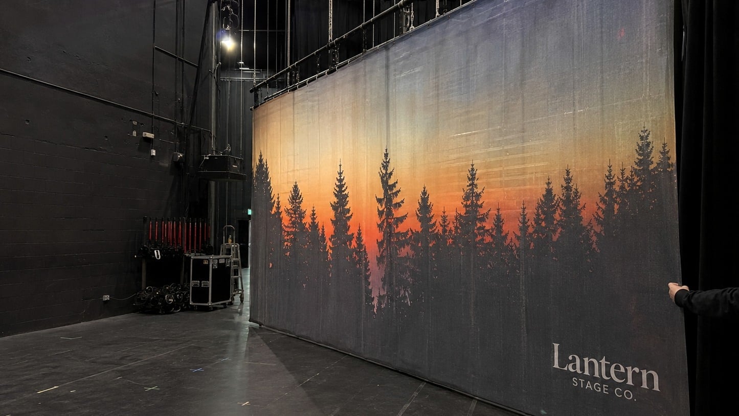 Custom printed stage scrims with logo