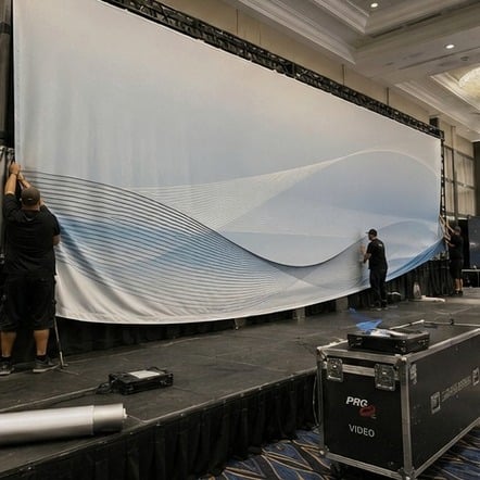 Customized stage scrims for event and AV production companies